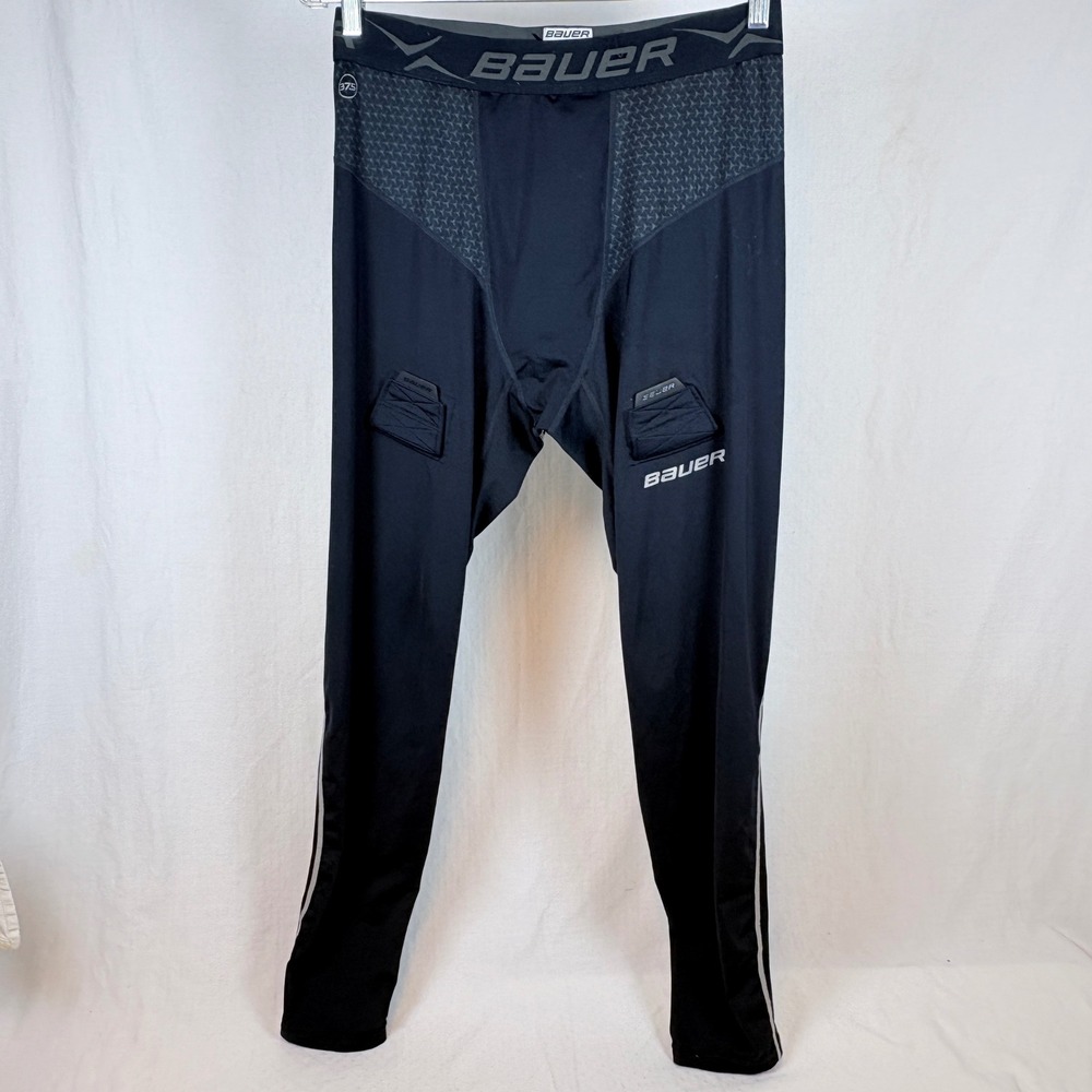 Bauer Mens Compression Fit Hockey Pants Black 37.5 Technology XL Sock Tabs